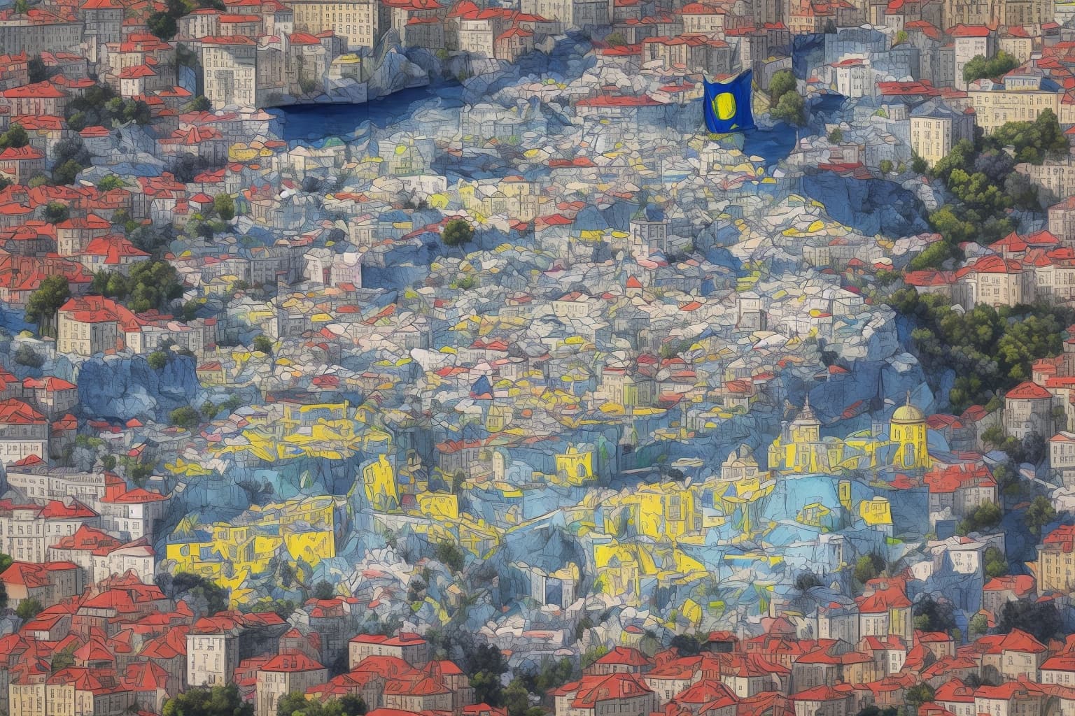 AI illustration of A Ukrainian Pavilion has opened in Lisbon, Portugal, as part of the Benfica Com Vida festival, collecting donations to...