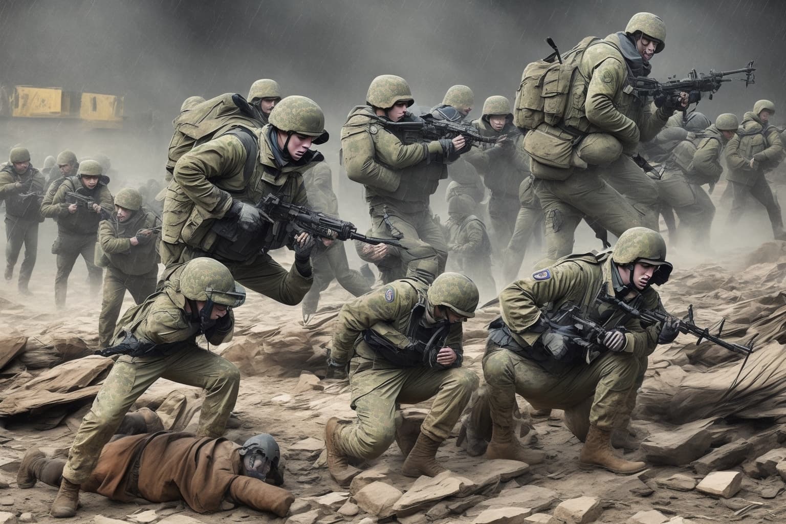 AI illustration of Over the past day, Ukrainian forces engaged in 154 combat clashes, with Russian military operations focused on the Gul...