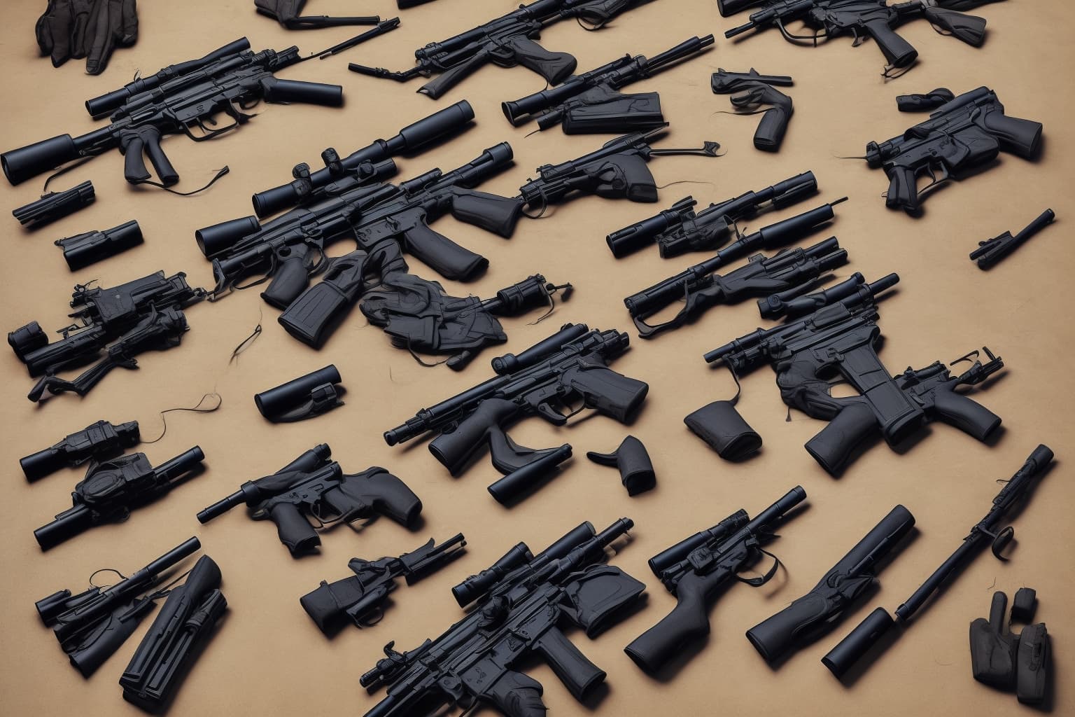 AI illustration of Ukrainian law enforcement has apprehended eight individuals suspected of trafficking 'trophy' weapons, including autom...