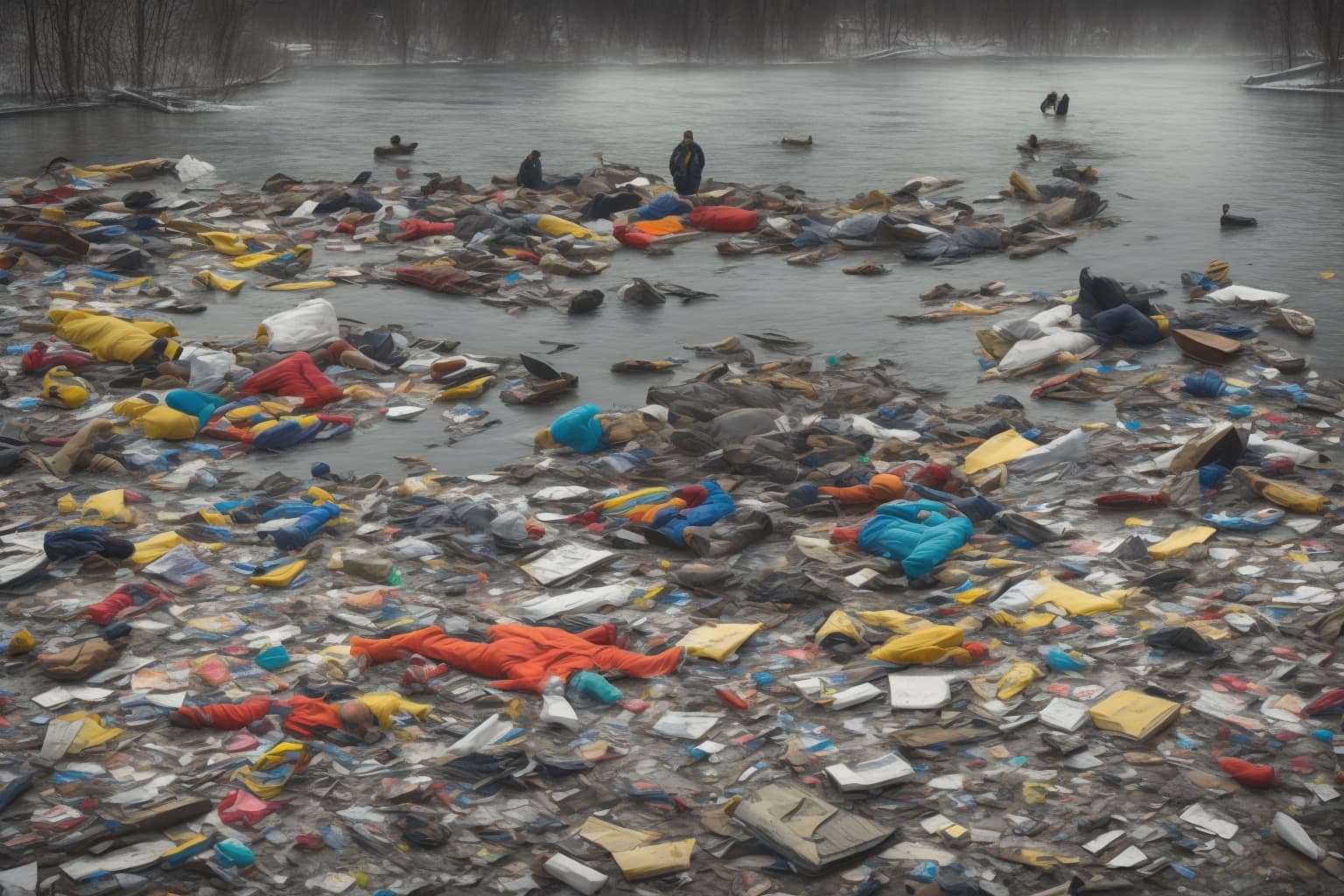 AI illustration of This winter, 60 Ukrainians, including a child, have tragically lost their lives on the country's waterways, according...