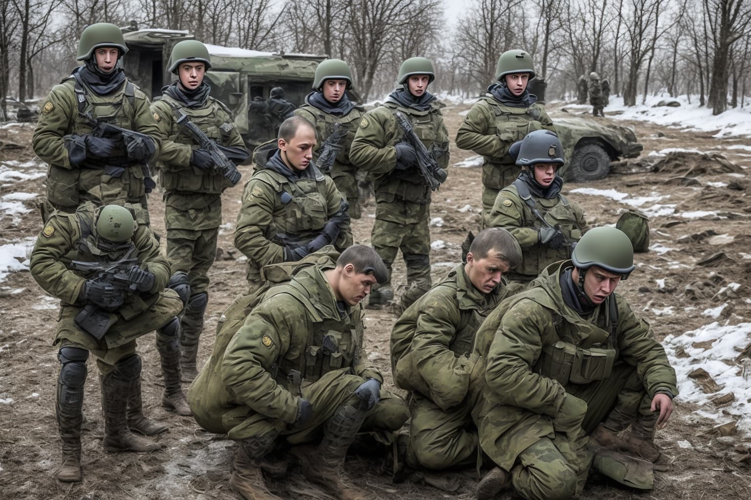 AI illustration of Ukrainian military experts report that Russian forces have suffered their highest personnel losses this winter while g...