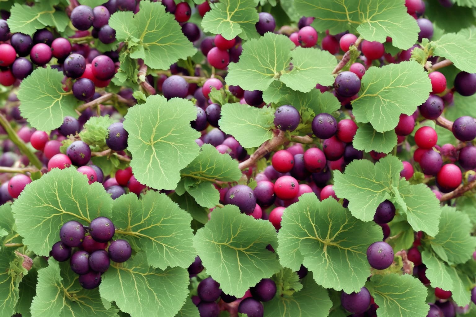 Lush blackcurrant bush in spring with fresh leaves and buds