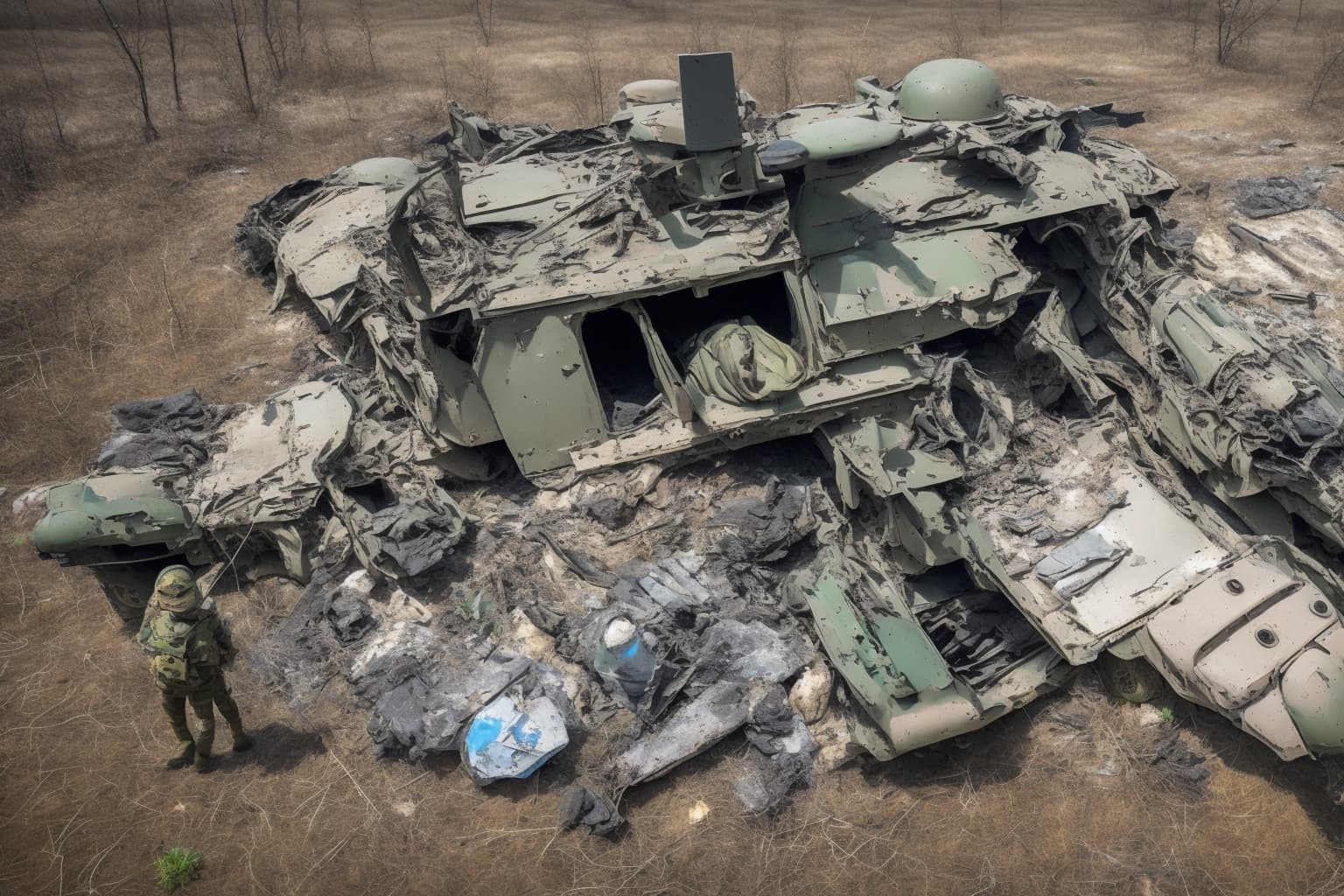AI illustration of Ukrainian soldiers from the 25th Separate Airborne Brigade destroyed a Russian drone storage facility in Pokrovsk, Don...