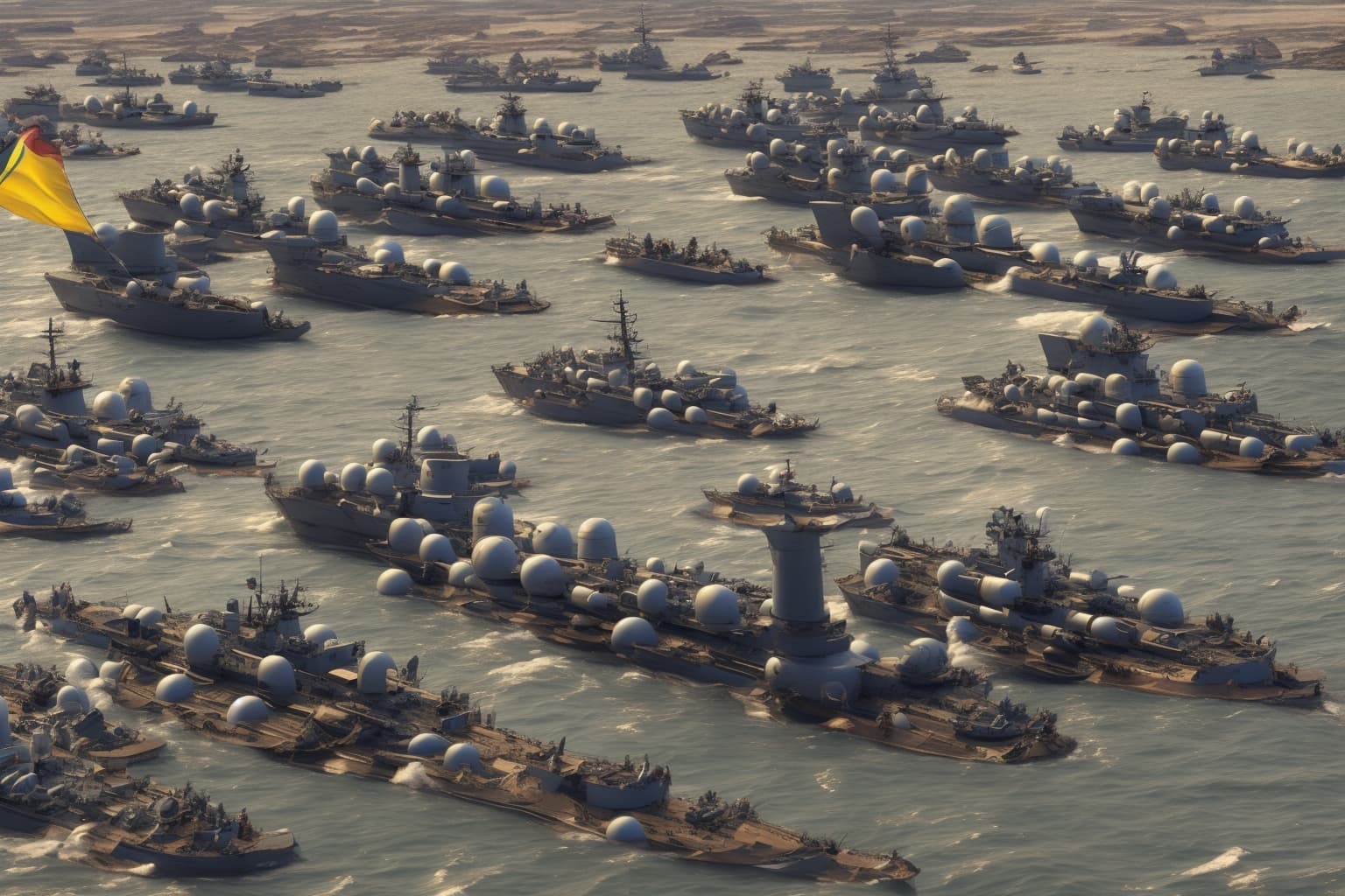 Dramatic naval engagement depicting U.S. naval forces overpowering Iranian ships in a military operation.