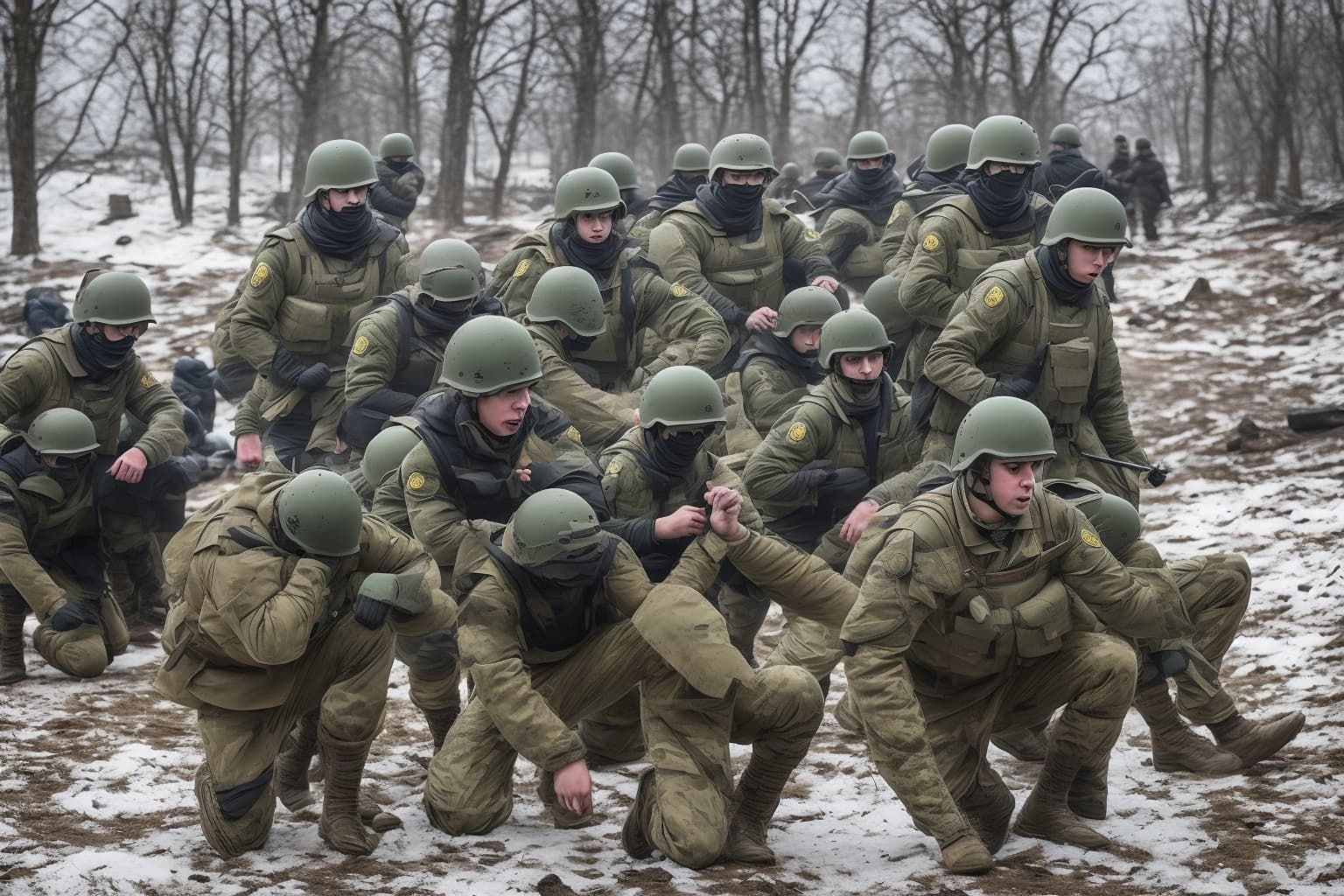 AI illustration of On March 11, Ukrainian Defense Forces engaged in 128 clashes with Russian troops, particularly intense in the Pokrovsk...