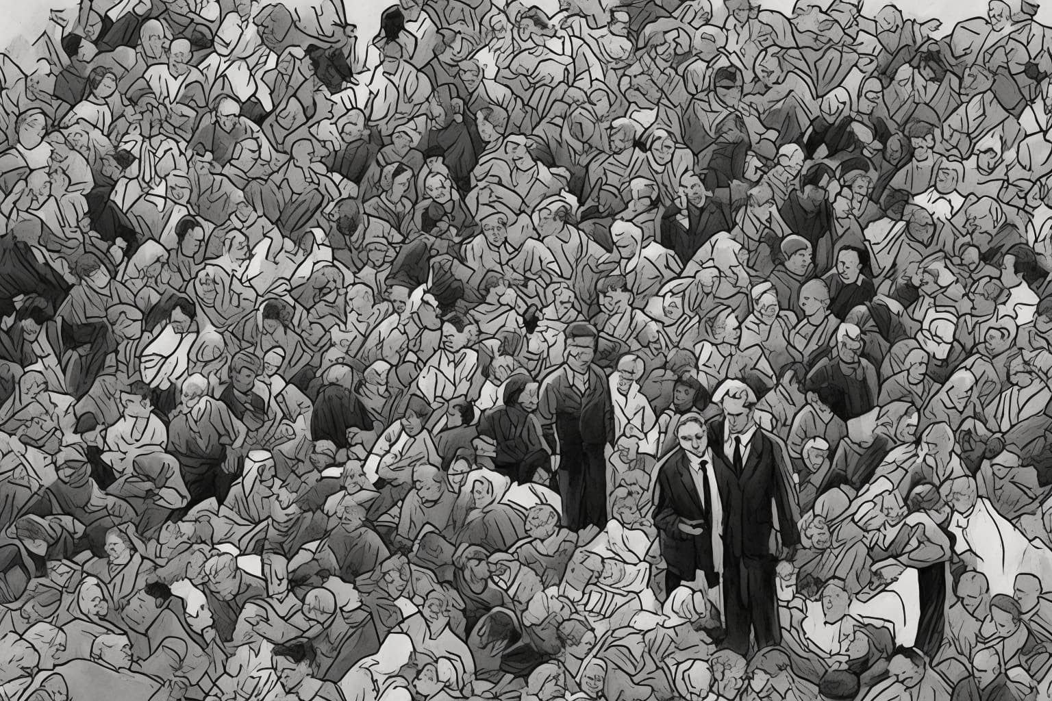 AI illustration of The musical theatre production 'UnKrieg: Chaos und Ordnung' premiered in Baden, Switzerland, focusing on the experienc...