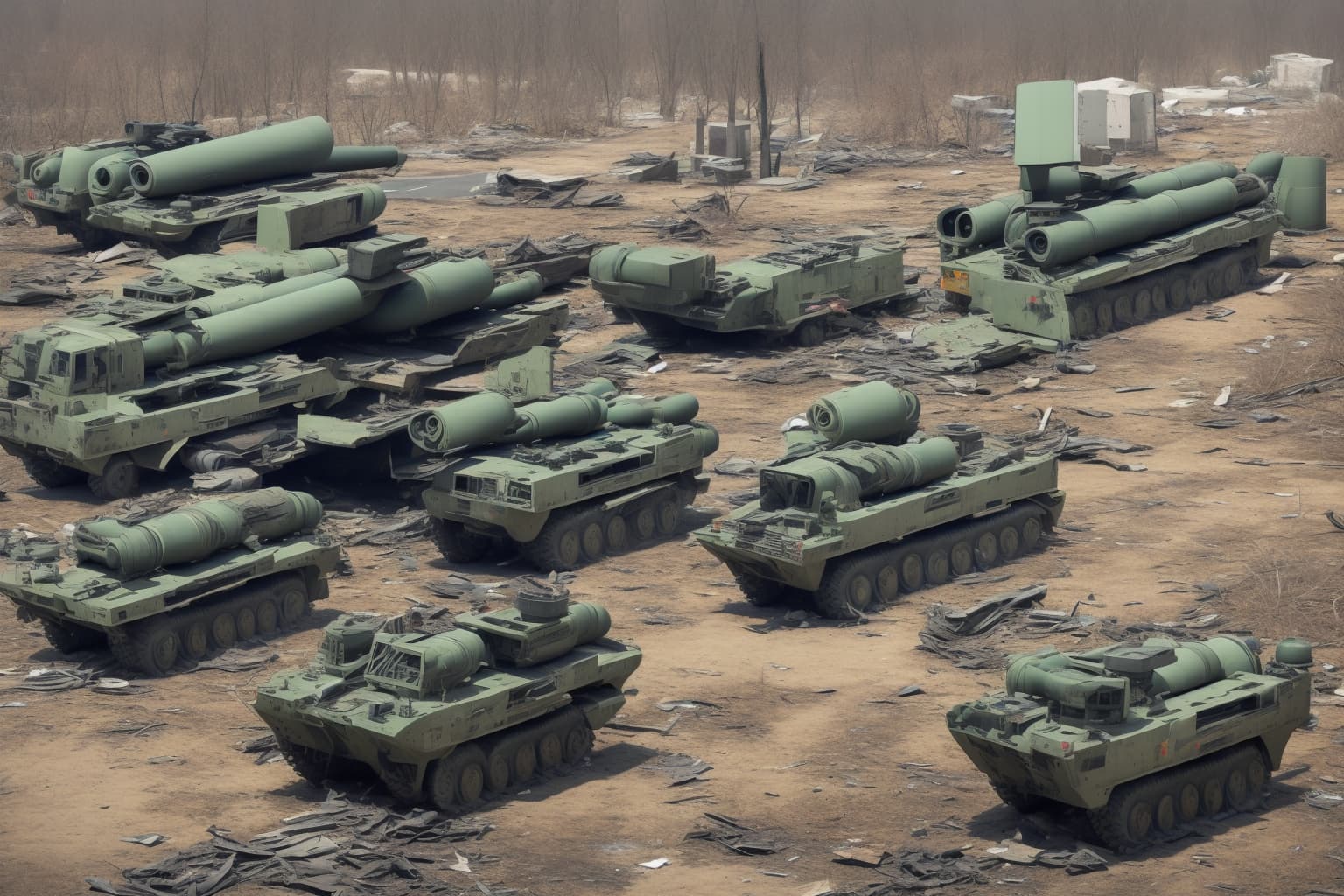 AI illustration of Ukrainian drones successfully destroyed a Russian S-300V missile system and hit a Tor missile system along with a fuel...