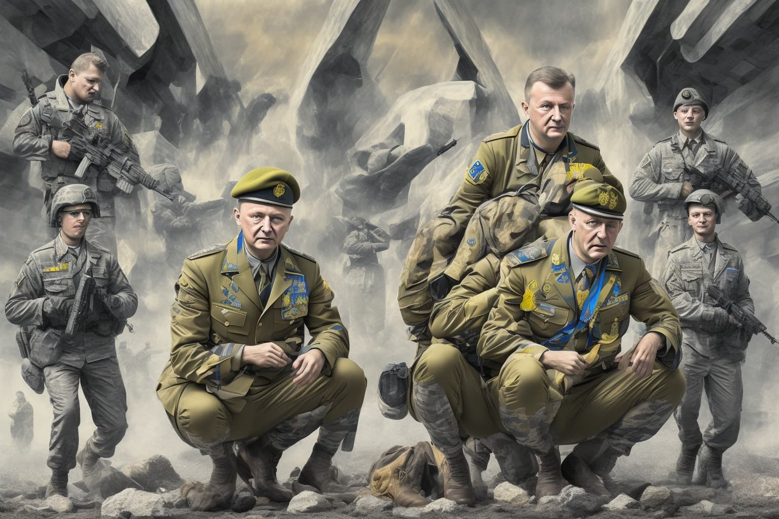 AI illustration of General Oleksandr Syrskyi, Commander-in-Chief of the Armed Forces of Ukraine, has been awarded the prestigious Gold Me...
