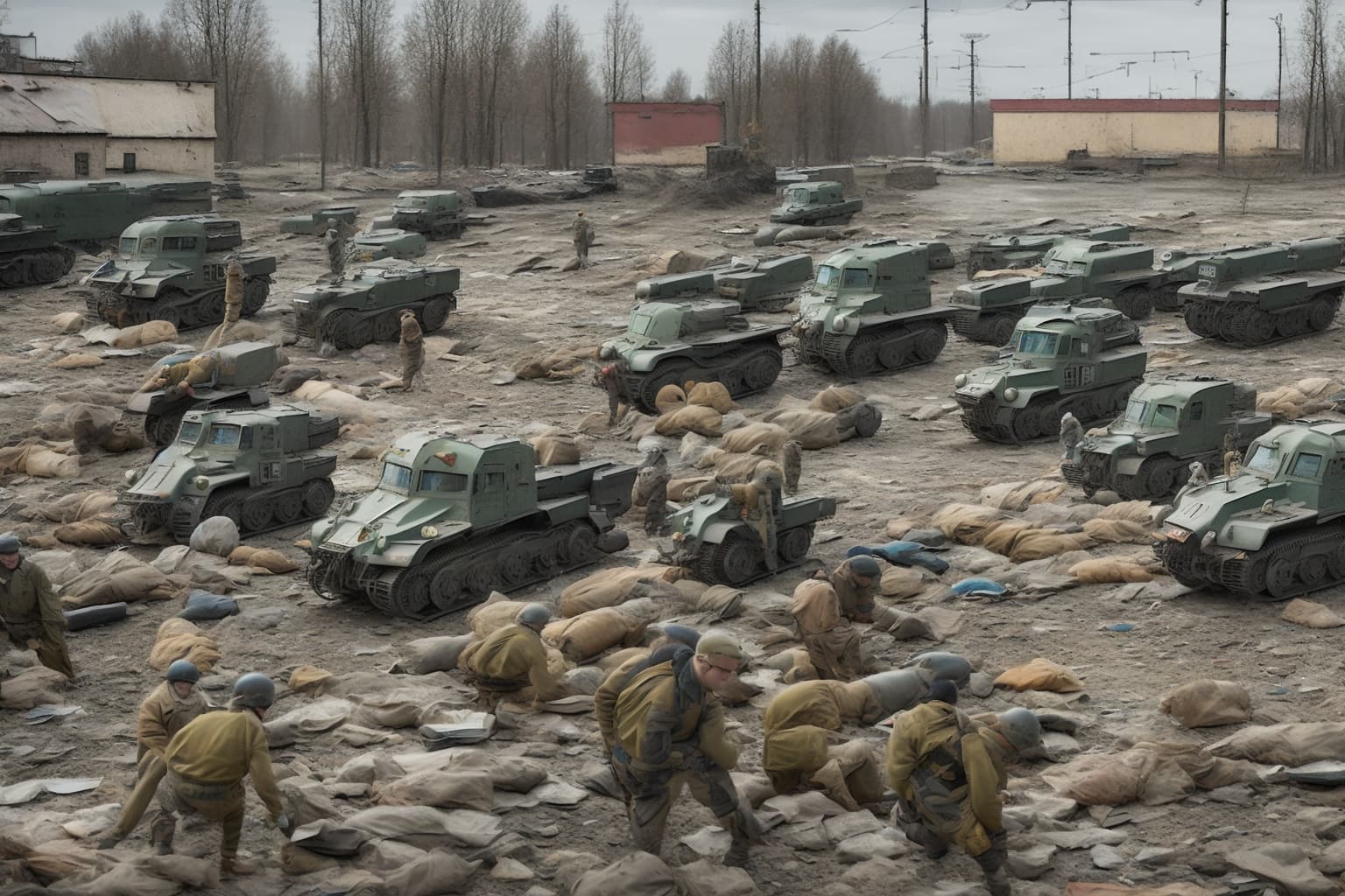 AI illustration of Partisans from the ATESH movement successfully sabotaged a vital railway depot in Bryansk that supplies Russian troops...